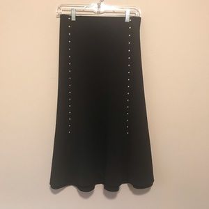 Silver Studded Black Midi Length Skirt